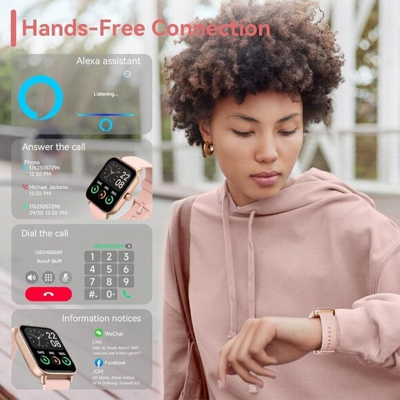 ? Aeac Smart Watch Women Pink Android & iPhone Bluetooth Call HD Fitness Watch main image 9